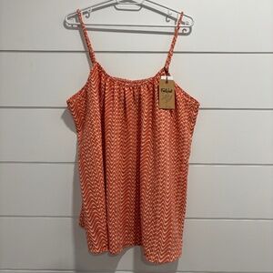 NWT Far West coral print tan top with adjustable straps size XL
